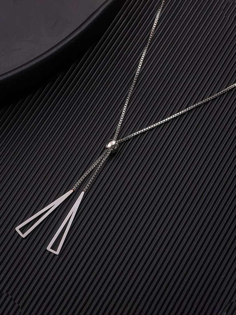 Minimalist Y-Chain Necklace with Triangular Drop Pendants
