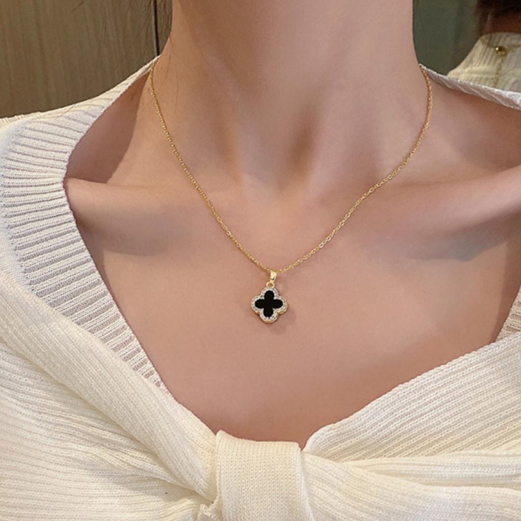 Four-Leaf Clover Double Sided Necklace