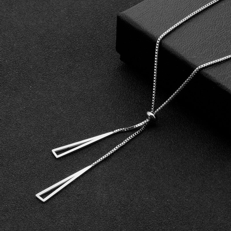 Minimalist Y-Chain Necklace with Triangular Drop Pendants