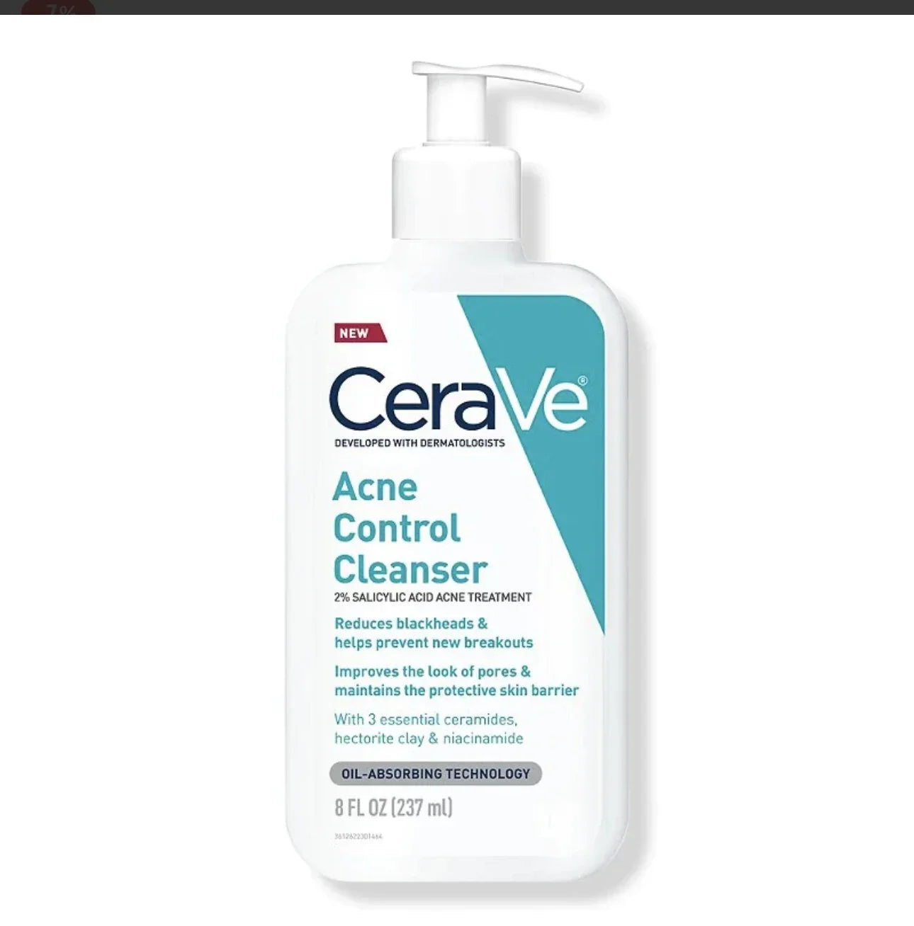 CeraVe Acne Control Cleanser – 2% Salicylic Acid | Oil-Free Acne Wash