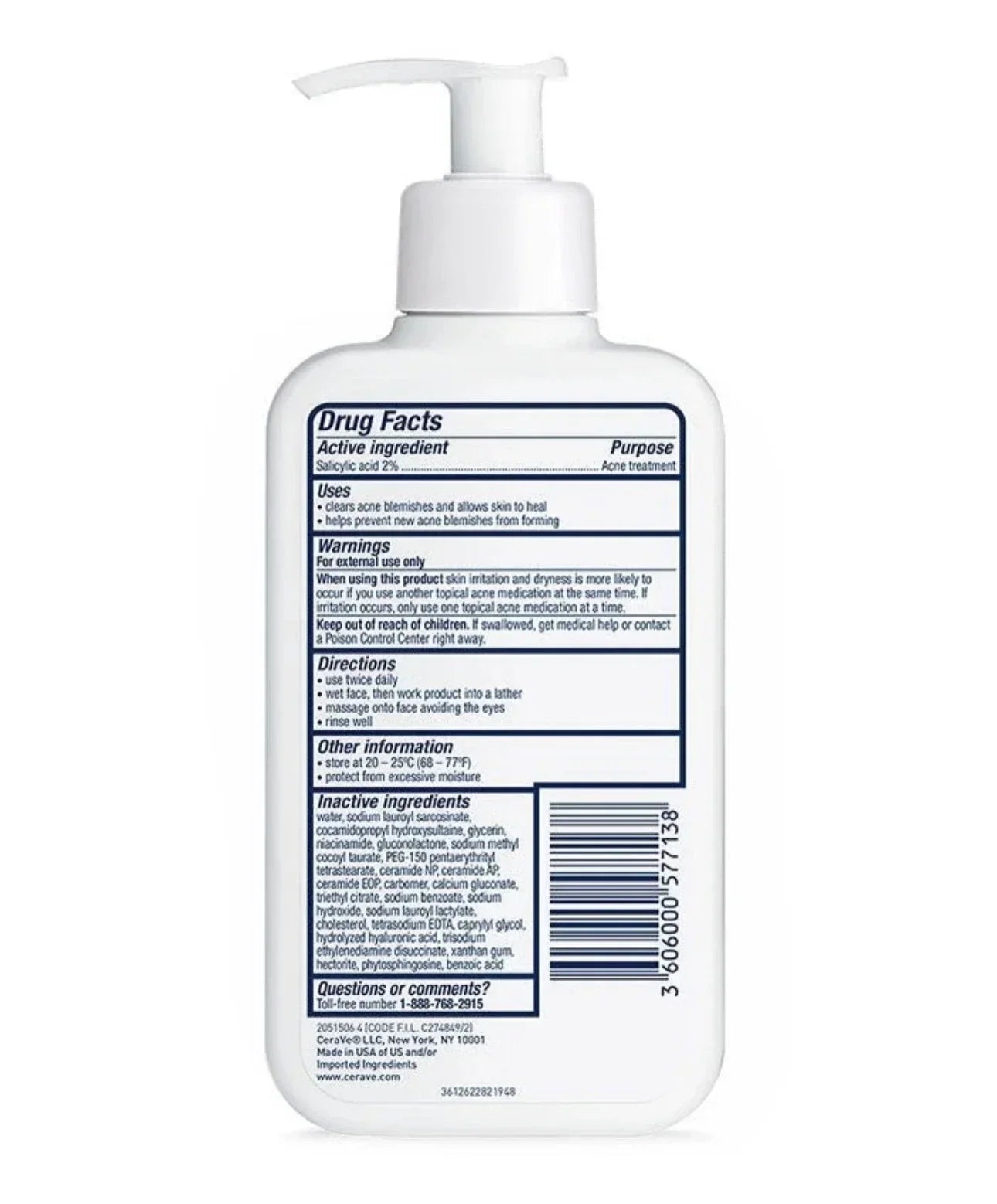 CeraVe Acne Control Cleanser – 2% Salicylic Acid | Oil-Free Acne Wash
